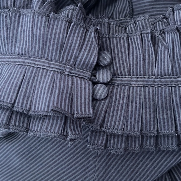 Jenny Han Halter Ruffle Pin Stripe Gray/Blue Dress | Size S - Picture 5 of 5